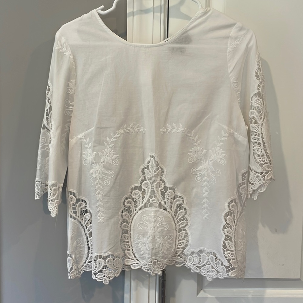 Cynthia Rowley top with lace cutout details